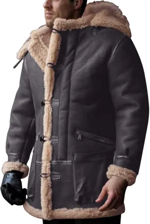 RTRDE Men's Coats Trench Coat Sherpa Fleece Lined Pea Coat Winter Warm Long Jacket Coats, M-3XL