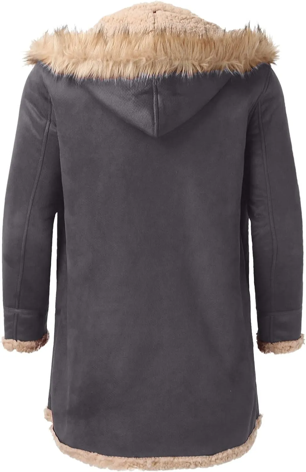 RTRDE Men's Coats Trench Coat Sherpa Fleece Lined Pea Coat Winter Warm Long Jacket Coats, M-3XL