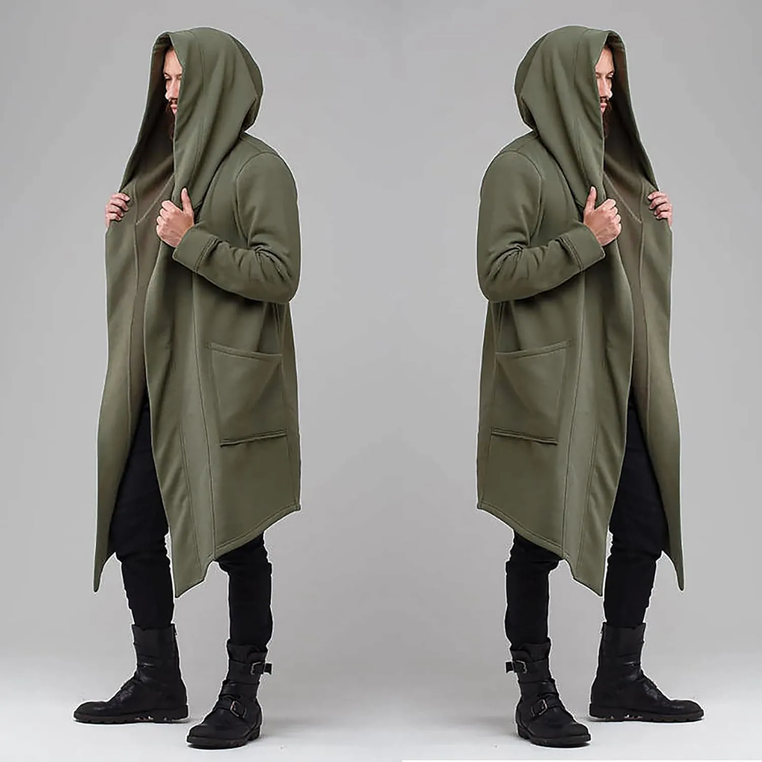 RTRDE Men's Trench & Rain Coats Slim Fit Hoodie Lightweight Coat Casual Long Jacket Cloak Hooded Cape Coats, XL-3XL
