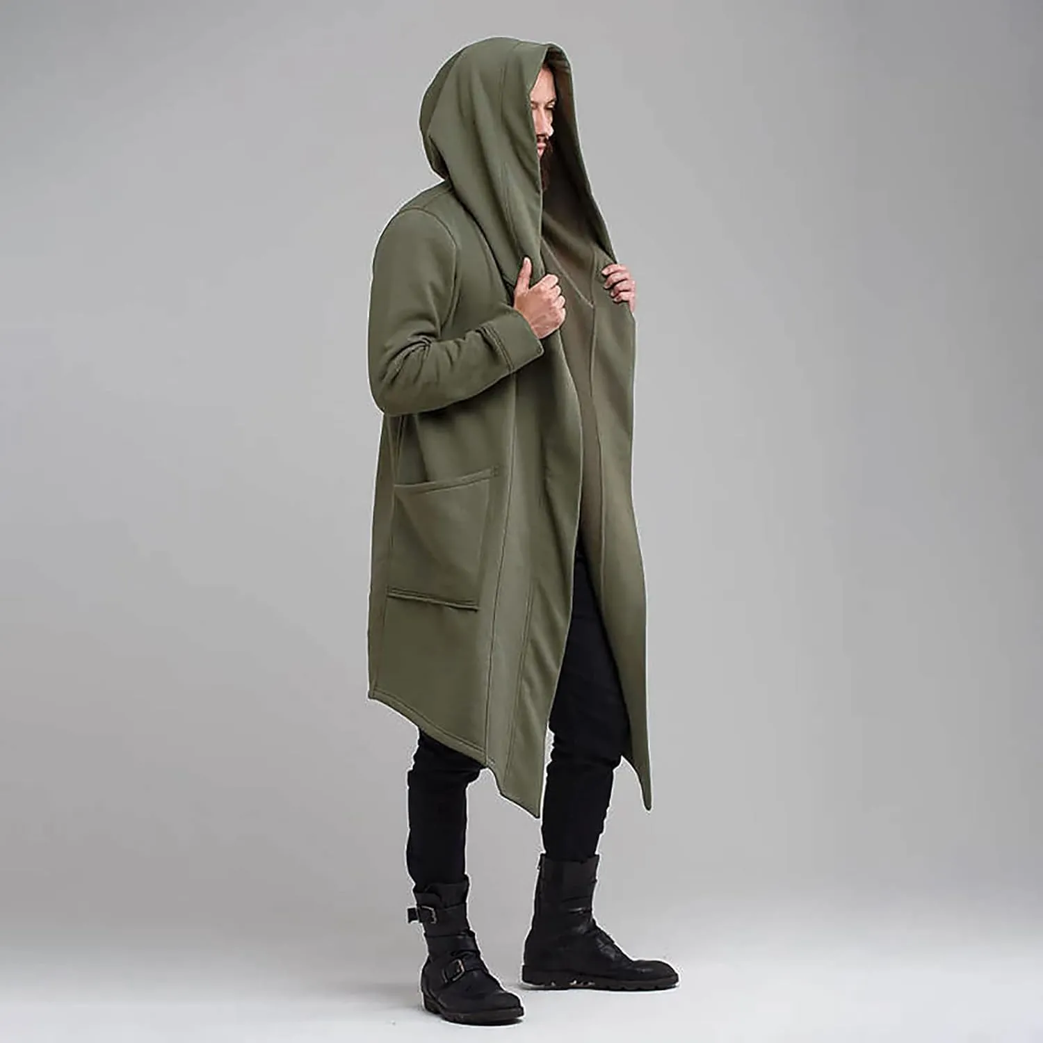 RTRDE Men's Trench & Rain Coats Slim Fit Hoodie Lightweight Coat Casual Long Jacket Cloak Hooded Cape Coats, XL-3XL