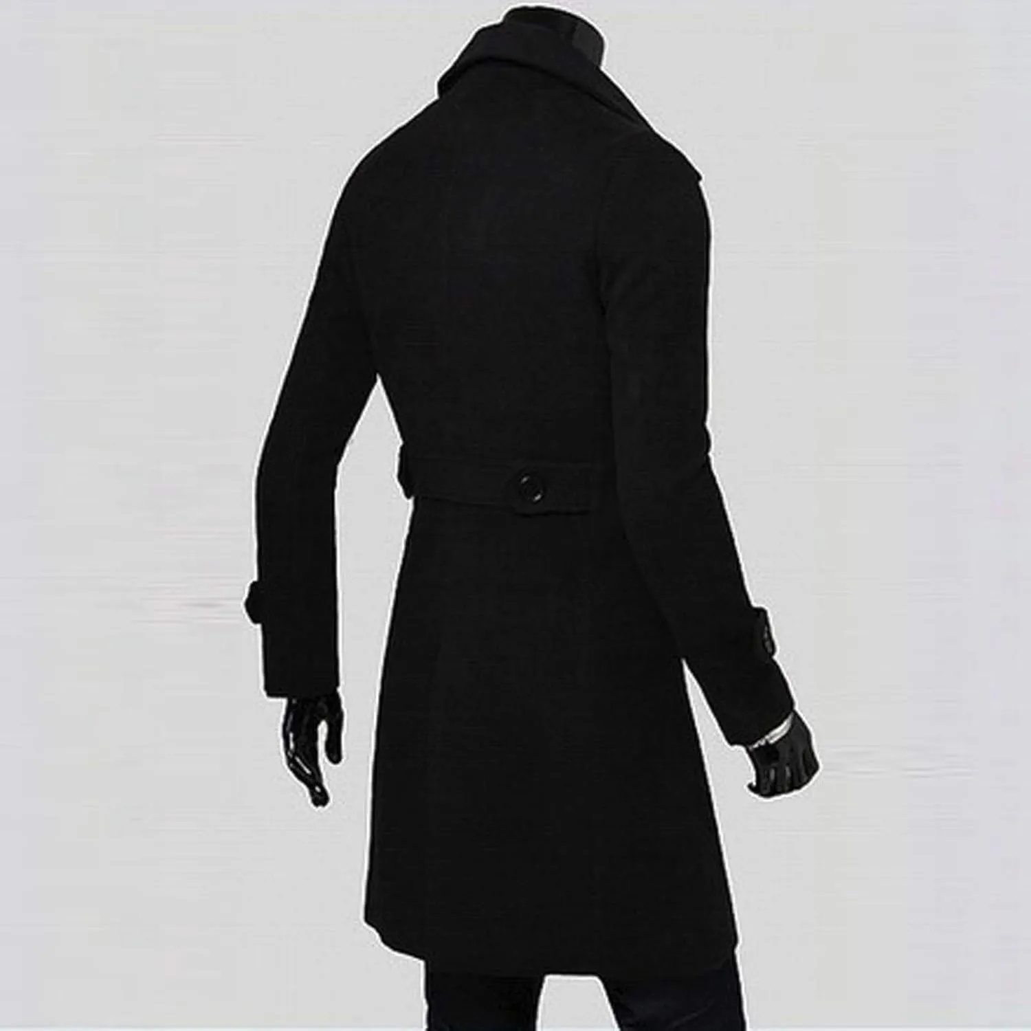 RTRDE Men's Winter Trench Coats Notched Lapel Double Breasted Long Jacket Overcoat Pea Coats Fashion, M-3XL