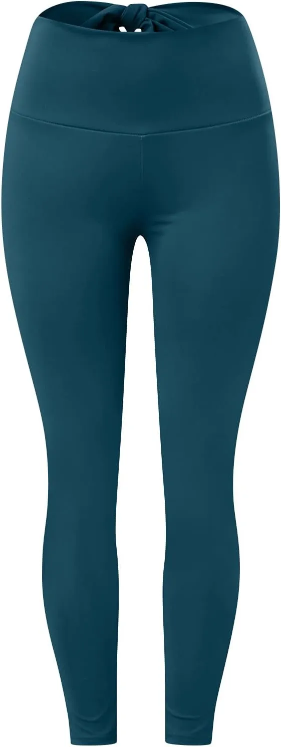 Seamless Shaping Workout Leggings for Women Butt Lifting High Waist Compression Yoga Pant Stretch Bow Tie Ankle Length Tights