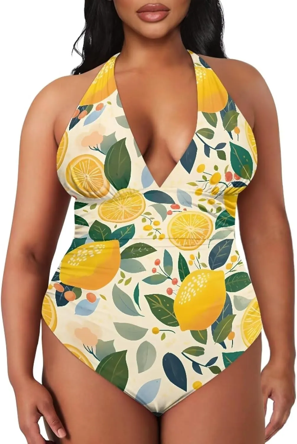 Sexy One Piece Bathing Suit for Women Tummy Control High Cut One Piece Swimsuit Womens Halter V Neck Swim Suit