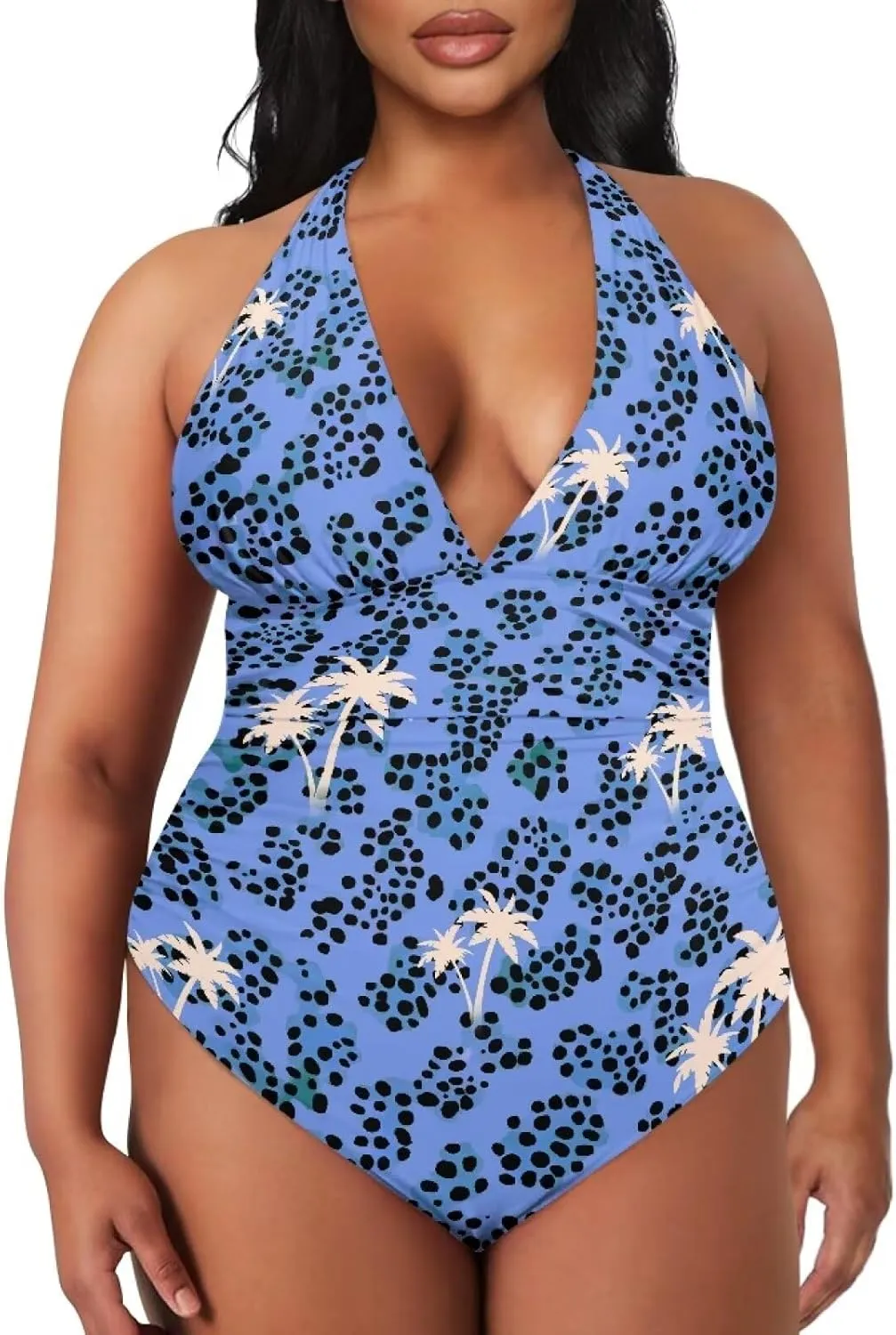 Sexy One Piece Bathing Suit for Women Tummy Control High Cut One Piece Swimsuit Womens Halter V Neck Swim Suit