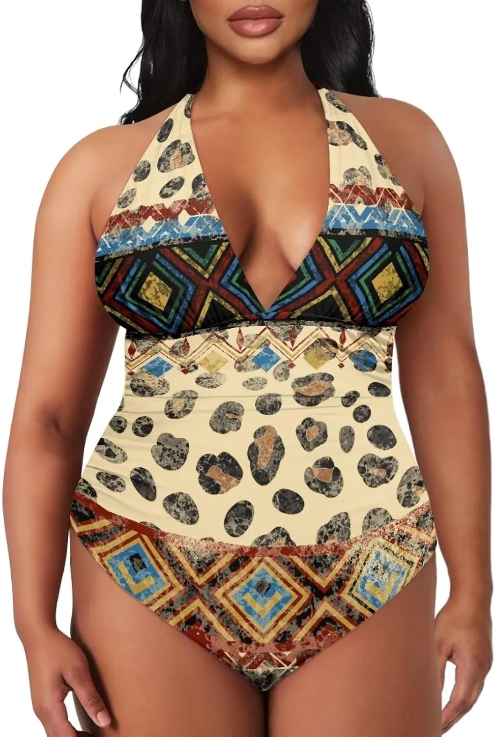 Sexy One Piece Bathing Suit for Women Tummy Control High Cut One Piece Swimsuit Womens Halter V Neck Swim Suit