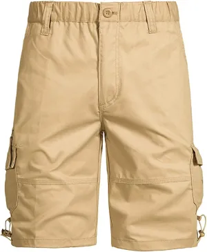 Shorts for Men Casual Summer Elastic Waist Cargo Shorts with Pockets Classic Fit Camouflage 5 Inch Inseam Shorts