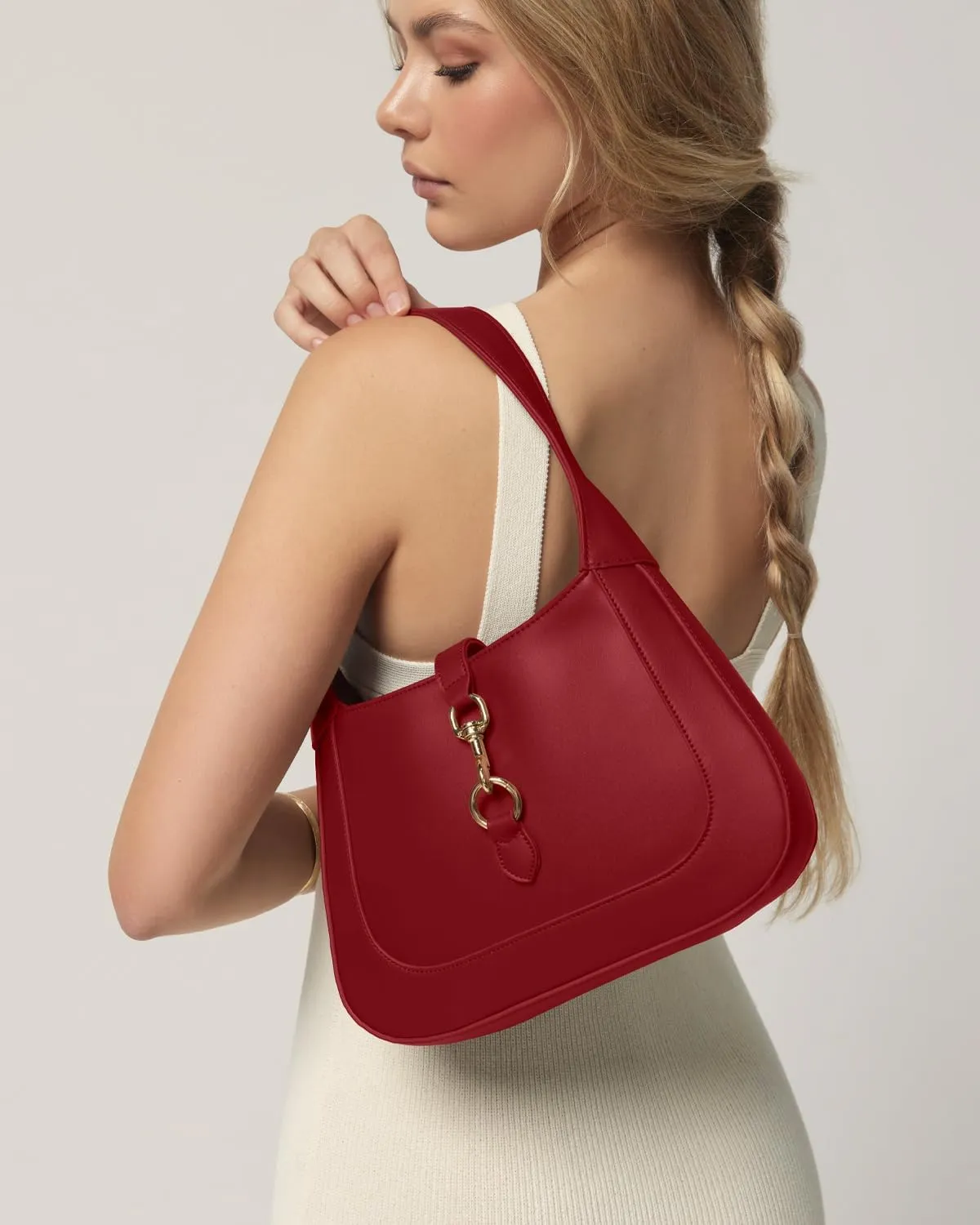 Shoulder Bag for Women - Small Shoulder Purses - Top Handle Structured Handbags - Adjustable Strap Vegan Leather