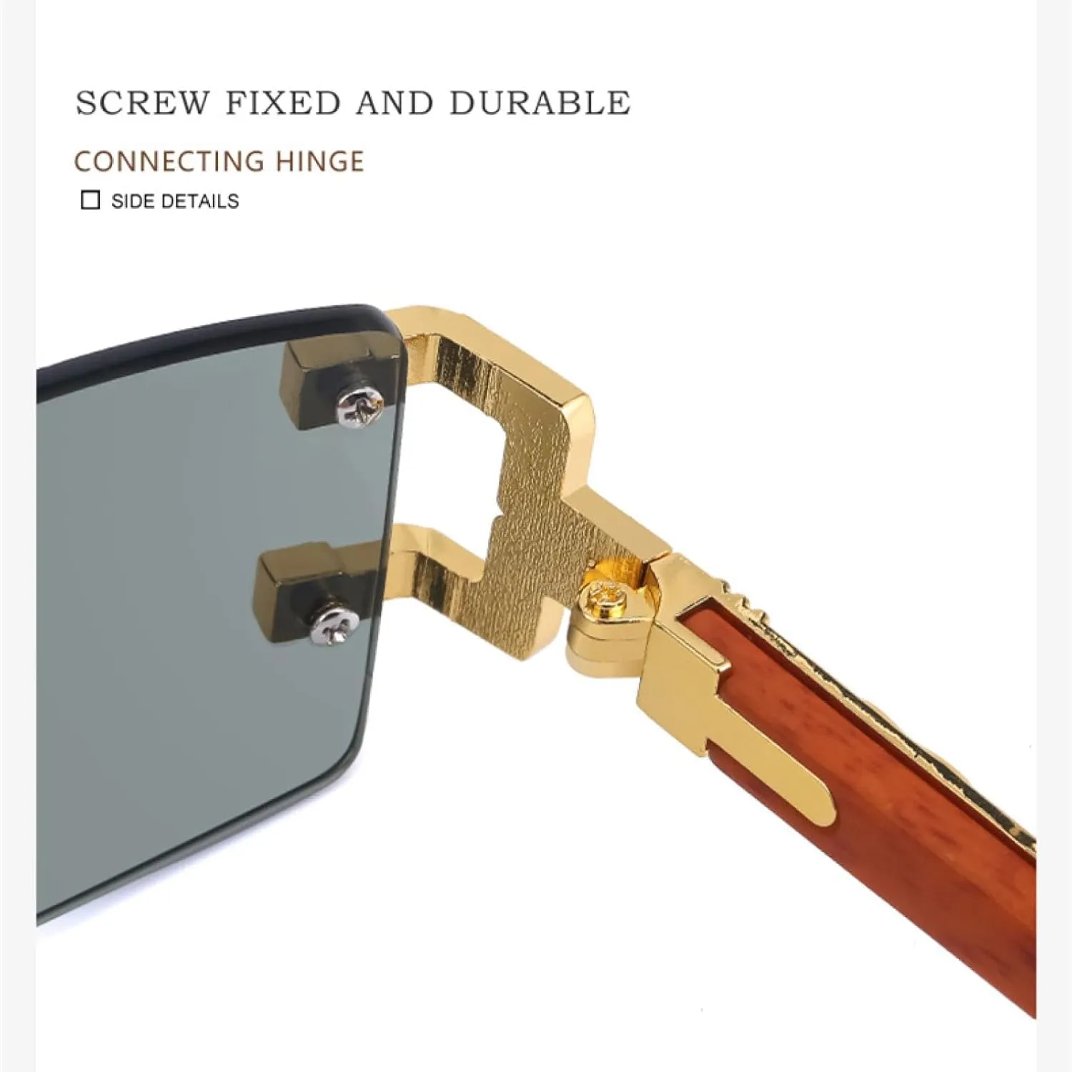 Small Rectangle Rimless Sunglasses for Women Vintage Luxury Men