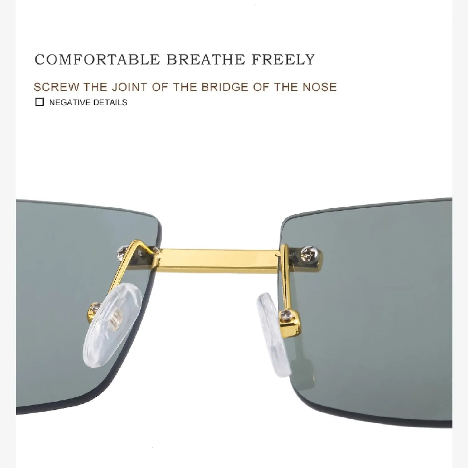 Small Rectangle Rimless Sunglasses for Women Vintage Luxury Men