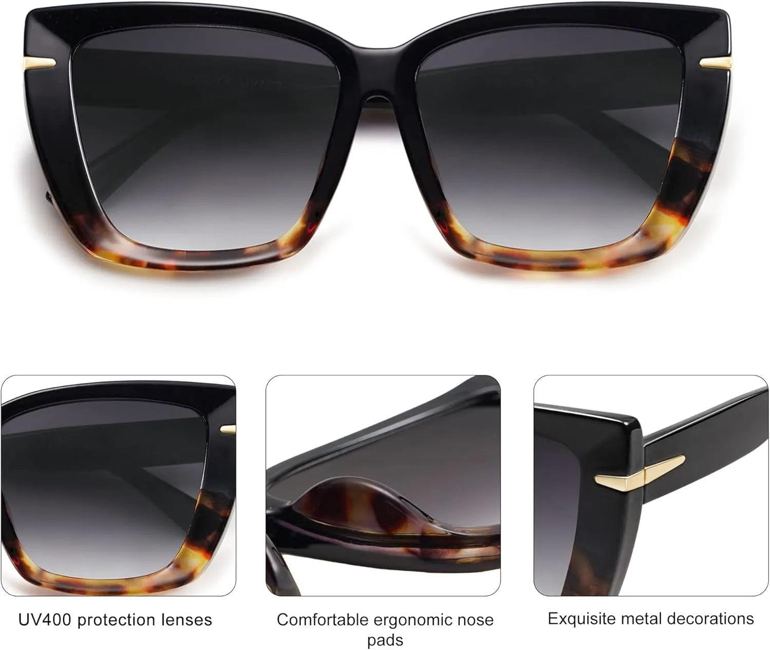 SOJOS Trendy Large Oversized Cat Eye Sunglasses for Women 70s UV400 Designer Shades SJ2231