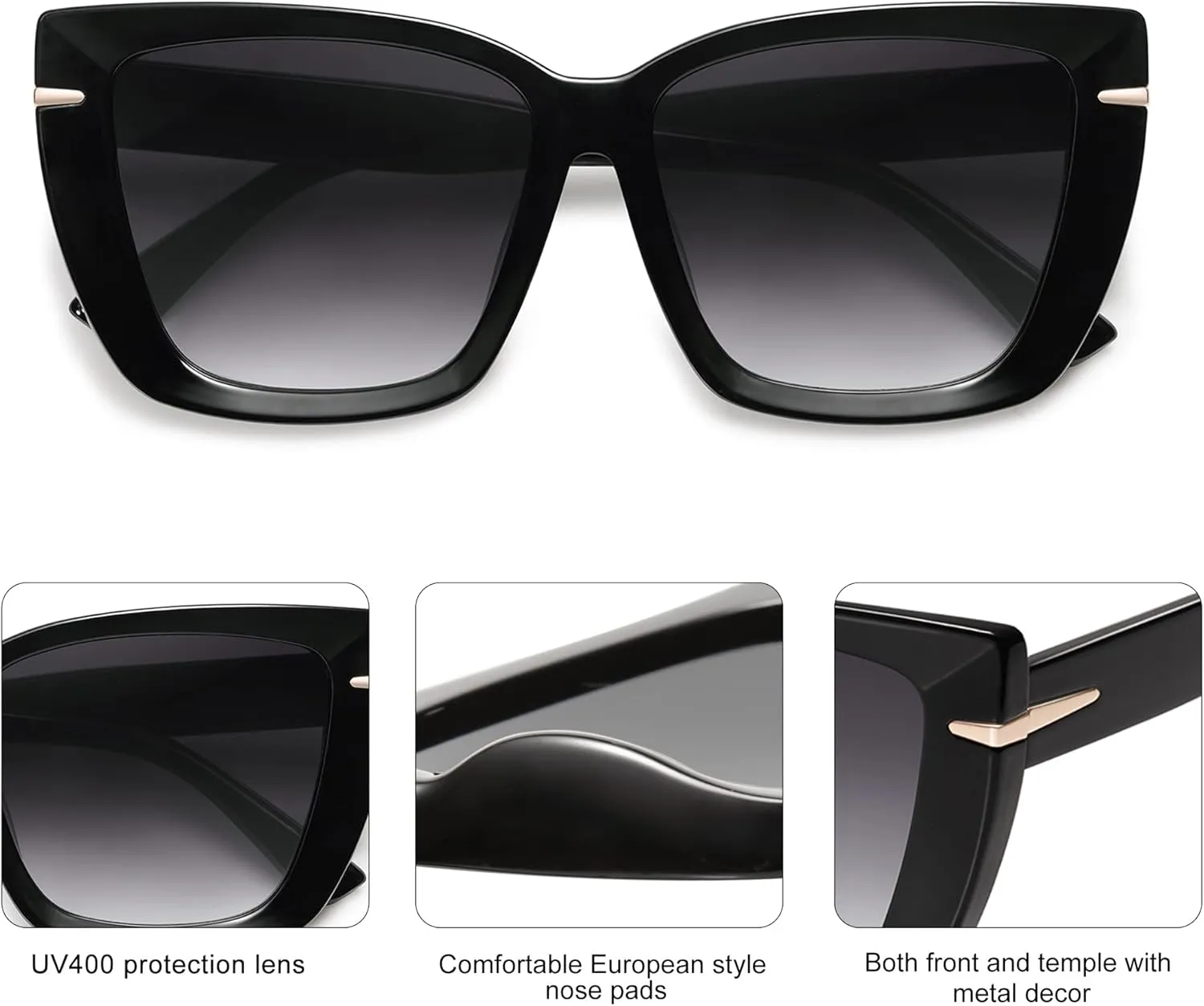 SOJOS Trendy Large Oversized Cat Eye Sunglasses for Women 70s UV400 Designer Shades SJ2231