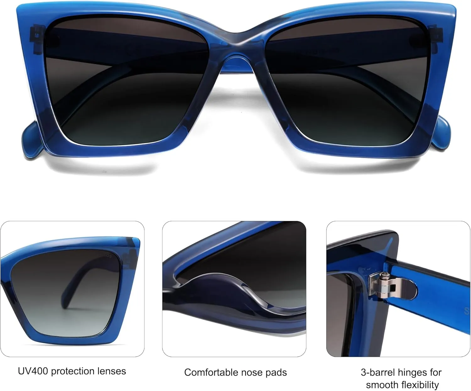 SOJOS Trendy Oversized Cateye Sunglasses Womens UV400 Large Designer Shades Lentes De Sol Para Mujer SJ2347
