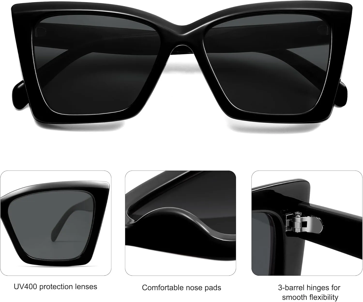 SOJOS Trendy Oversized Cateye Sunglasses Womens UV400 Large Designer Shades Lentes De Sol Para Mujer SJ2347