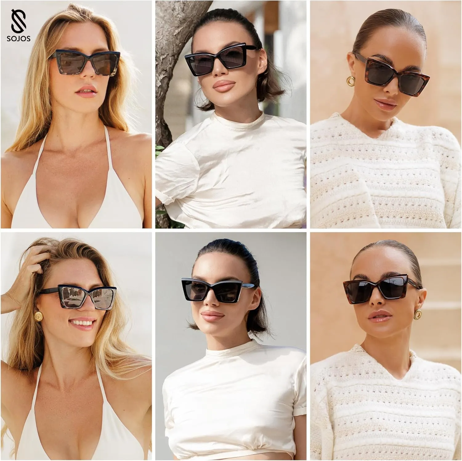 SOJOS Trendy Oversized Cateye Sunglasses Womens UV400 Large Designer Shades Lentes De Sol Para Mujer SJ2347