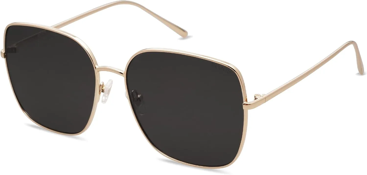 SOJOS Trendy Oversized Square Metal Frame Sunglasses for Women Men Retro Big Flat Lens UV Protection Sunglasses SJ1146