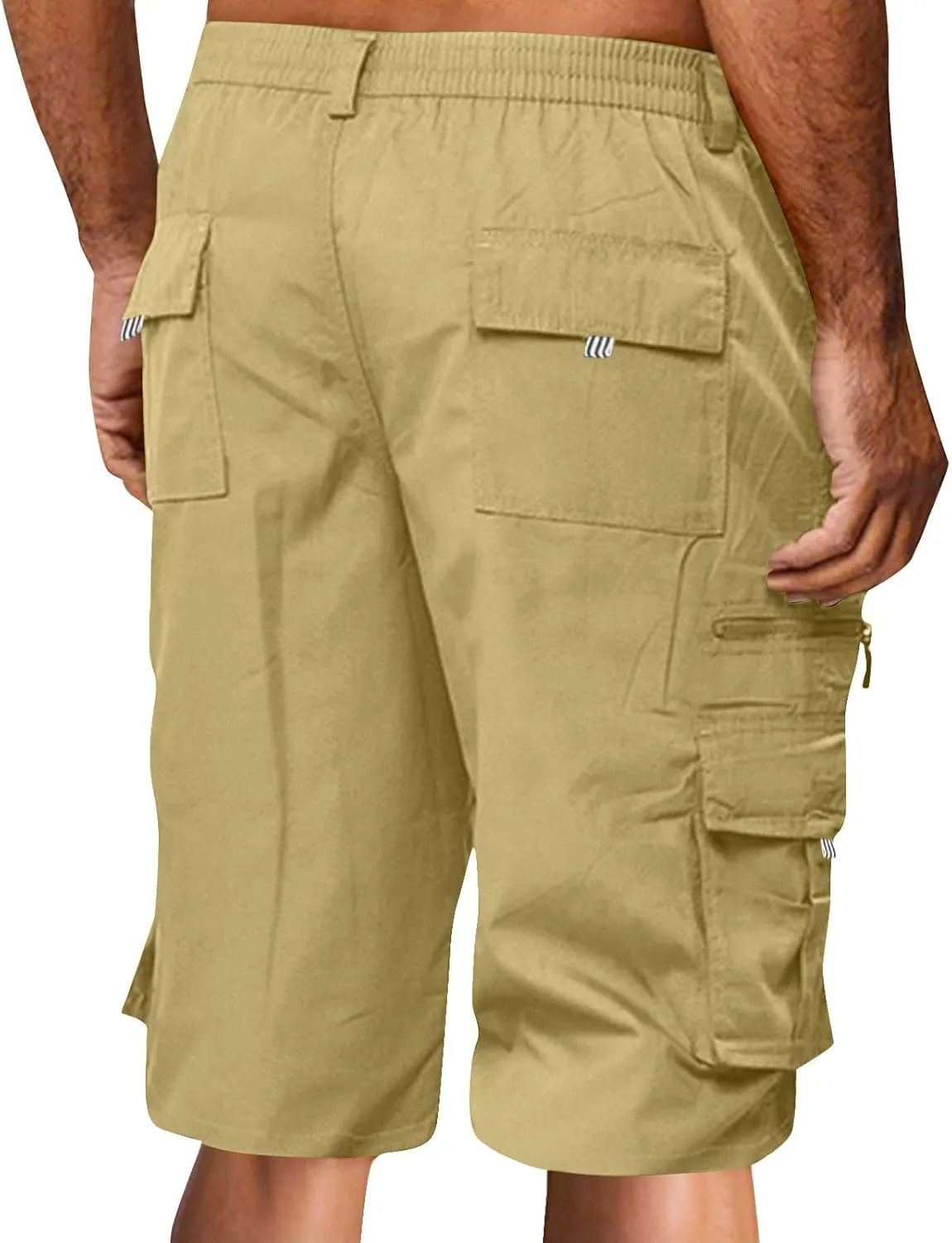 Stretch Cargo Shorts for Men Button Lightweight Wide Leg Work Shorts Summer Outdoor Multi Pockets Travel Hiking Pants