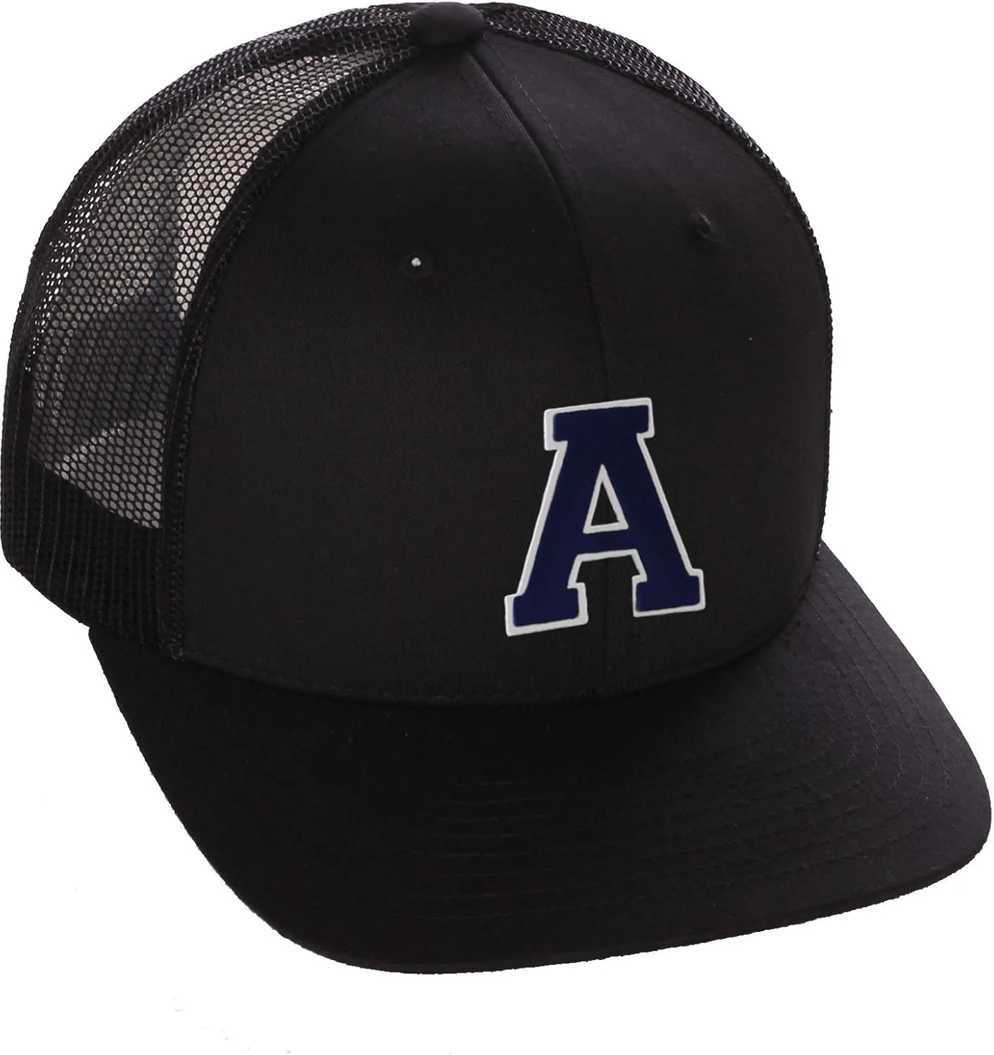 Structured Trucker Mesh Hat Custom Colors Letter A Initial Baseball Mid Profile