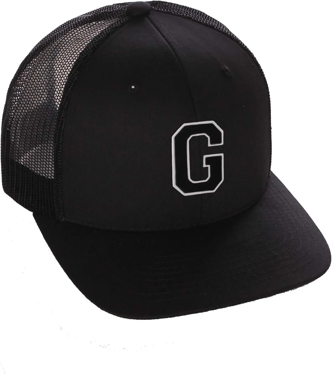 Structured Trucker Mesh Hat Custom Colors Letter G Initial Baseball Mid Profile