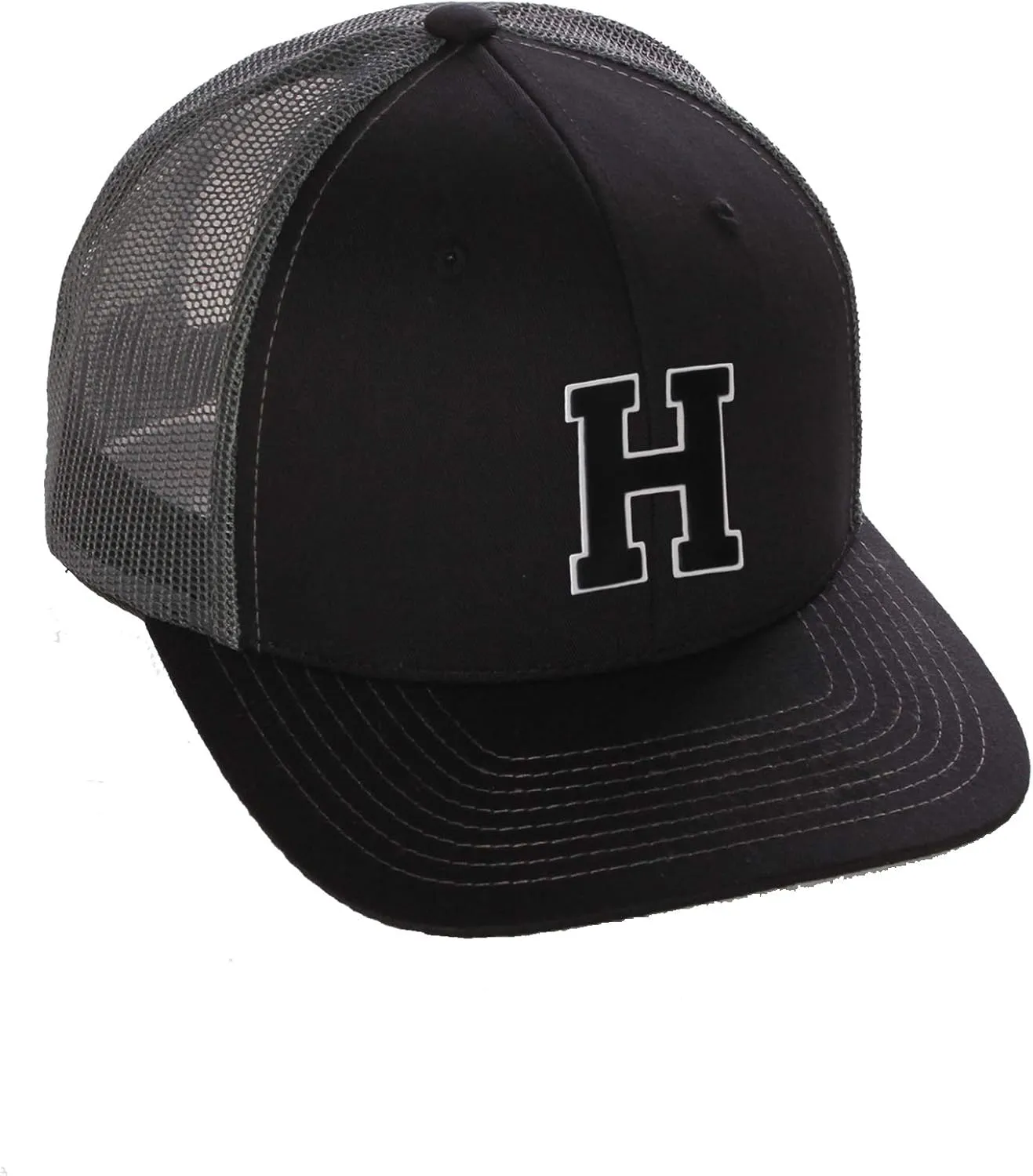 Structured Trucker Mesh Hat Custom Colors Letter H Initial Baseball Mid Profile