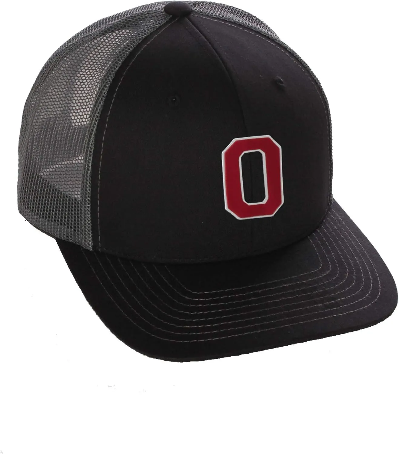 Structured Trucker Mesh Hat Custom Colors Letter O Initial Baseball Mid Profile