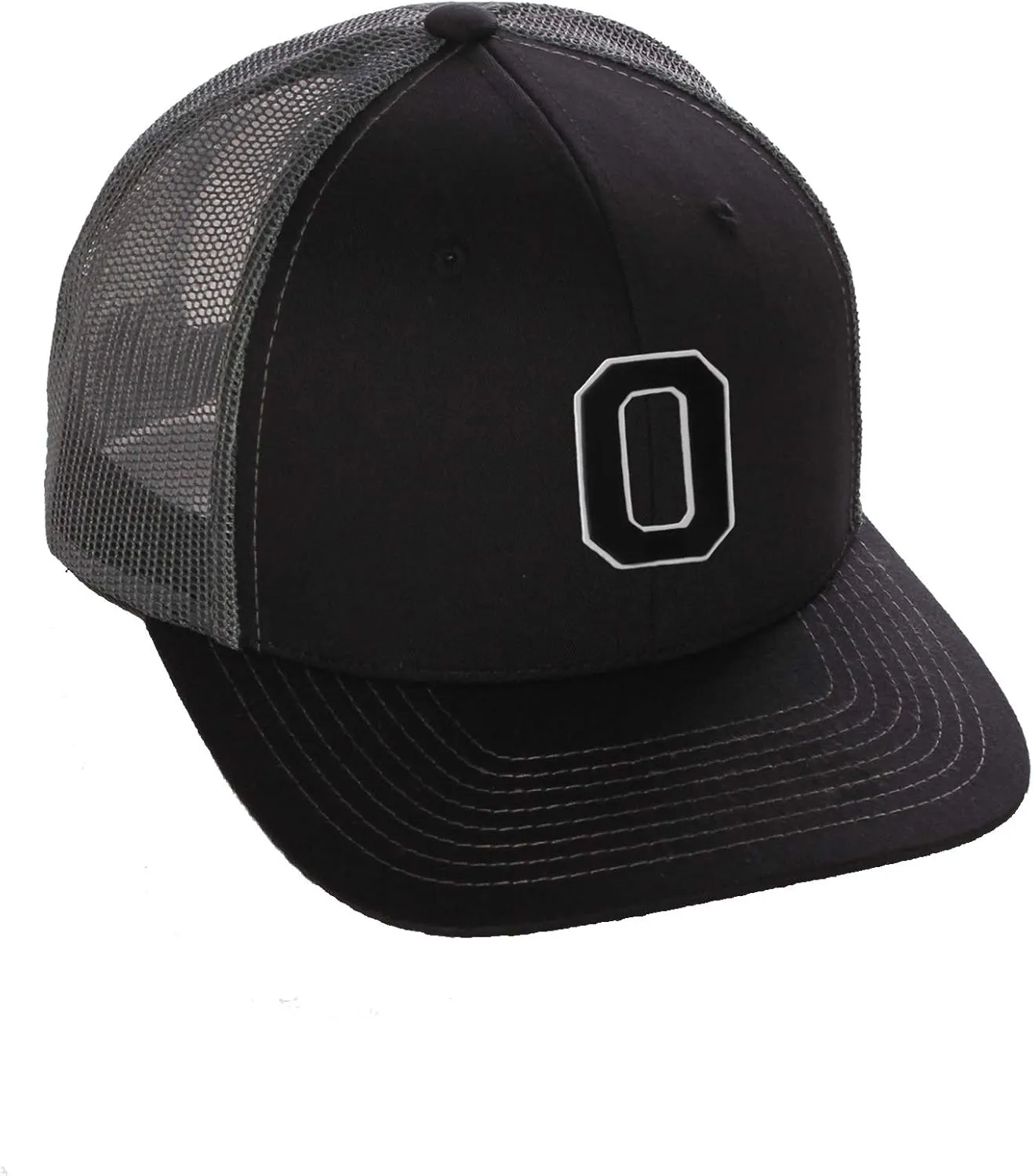 Structured Trucker Mesh Hat Custom Colors Letter O Initial Baseball Mid Profile