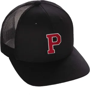 Structured Trucker Mesh Hat Custom Colors Letter P Initial Baseball Mid Profile