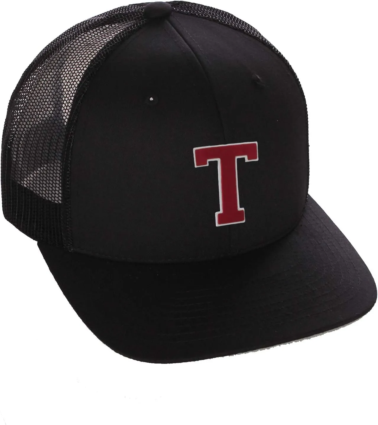 Structured Trucker Mesh Hat Custom Colors Letter T Initial Baseball Mid Profile