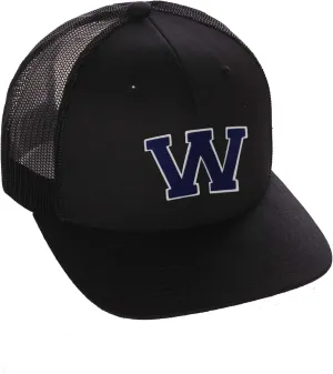 Structured Trucker Mesh Hat Custom Colors Letter W Initial Baseball Mid Profile