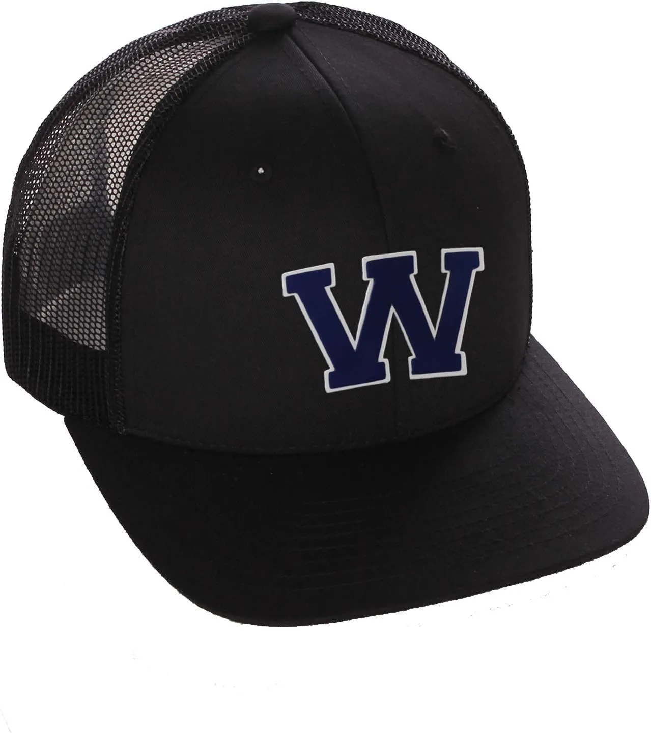 Structured Trucker Mesh Hat Custom Colors Letter W Initial Baseball Mid Profile