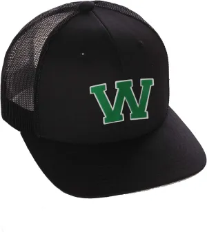 Structured Trucker Mesh Hat Custom Colors Letter W Initial Baseball Mid Profile