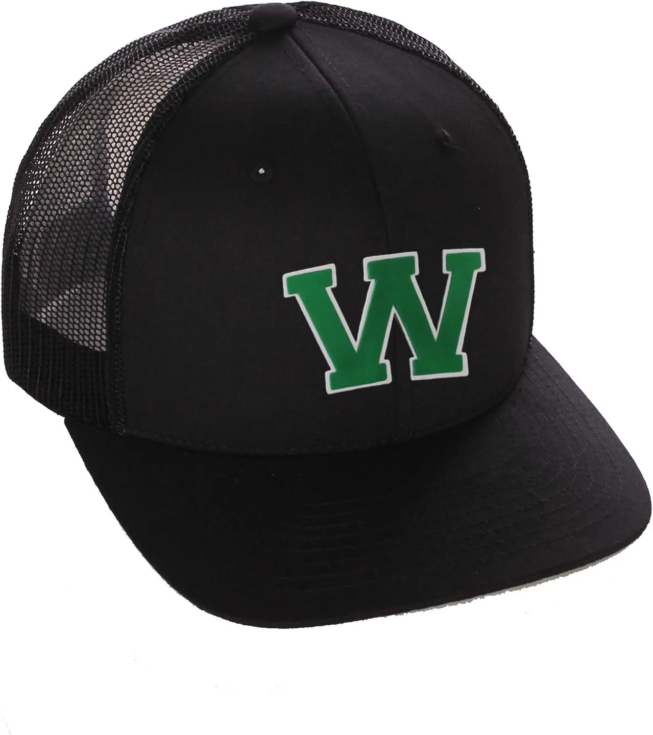 Structured Trucker Mesh Hat Custom Colors Letter W Initial Baseball Mid Profile