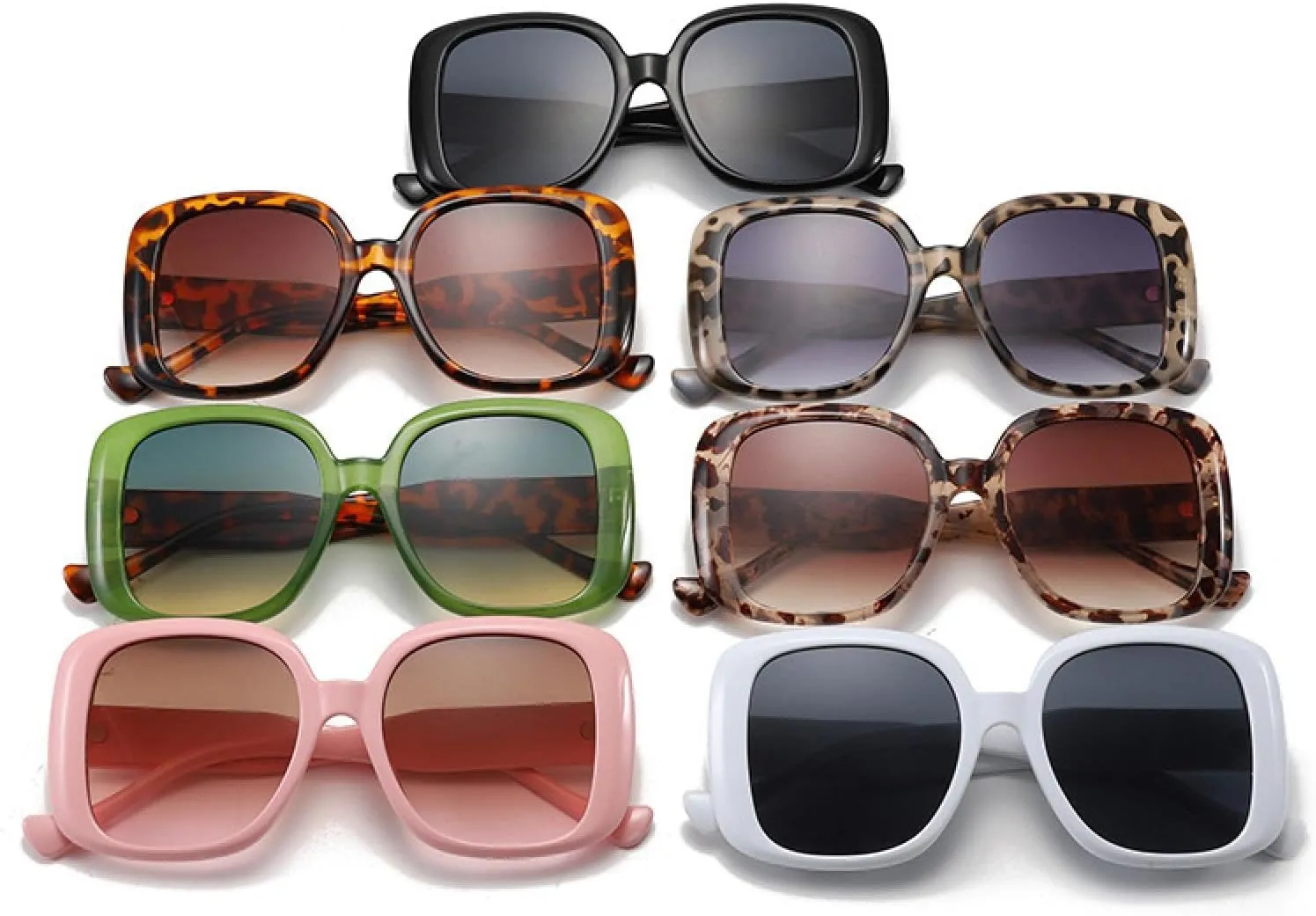 Sunglasses Women Vintage Fashion Glasses Green Leopard Shades Uv400 Luxury