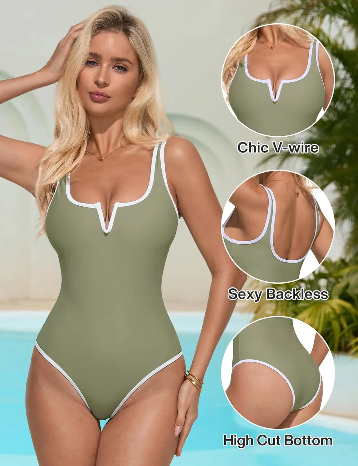 SUUKSESS Women Sexy Tummy Control One Piece Swimsuits High Cut Bathing Suit 2025