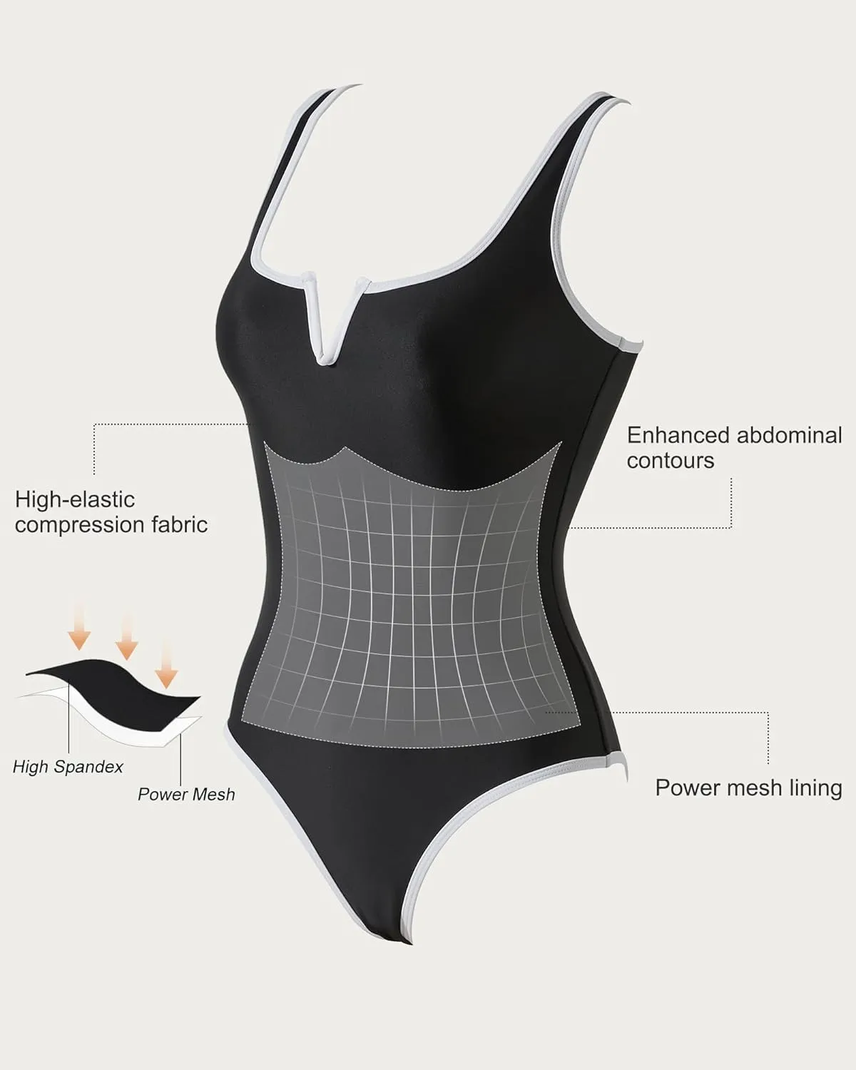 SUUKSESS Women Sexy Tummy Control One Piece Swimsuits High Cut Bathing Suit 2025
