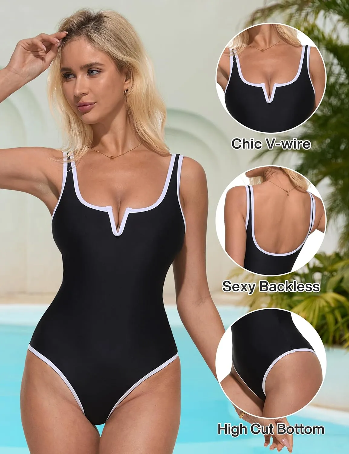 SUUKSESS Women Sexy Tummy Control One Piece Swimsuits High Cut Bathing Suit 2025