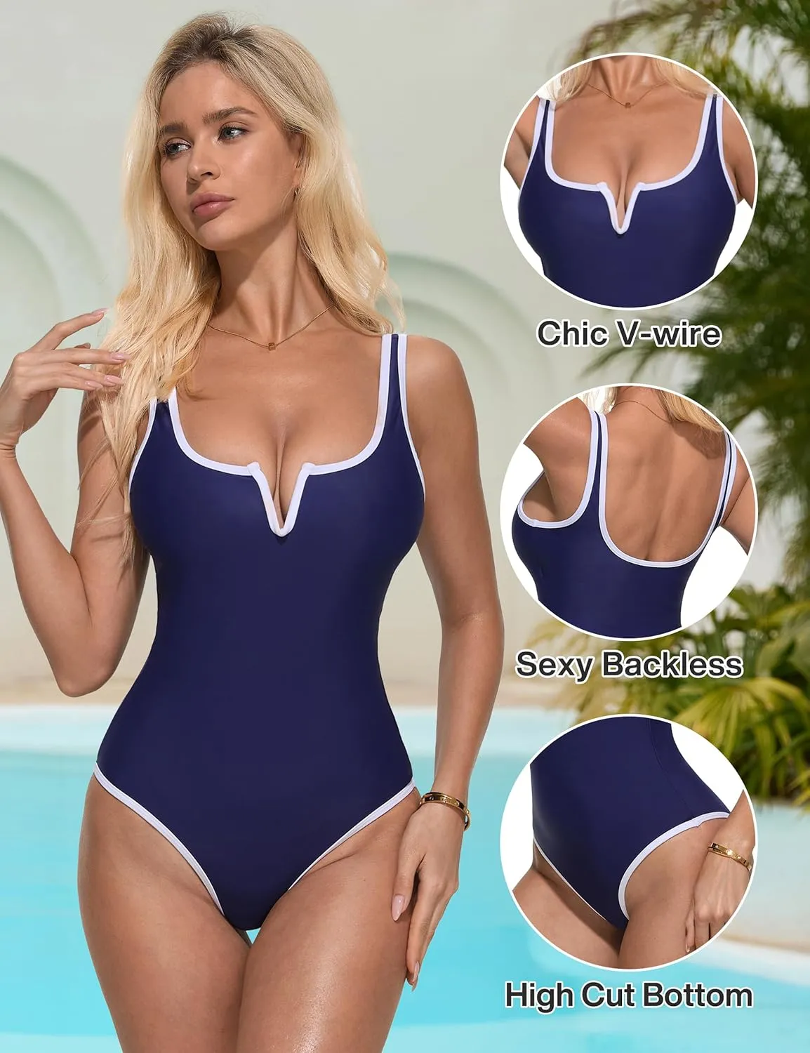 SUUKSESS Women Sexy Tummy Control One Piece Swimsuits High Cut Bathing Suit 2025