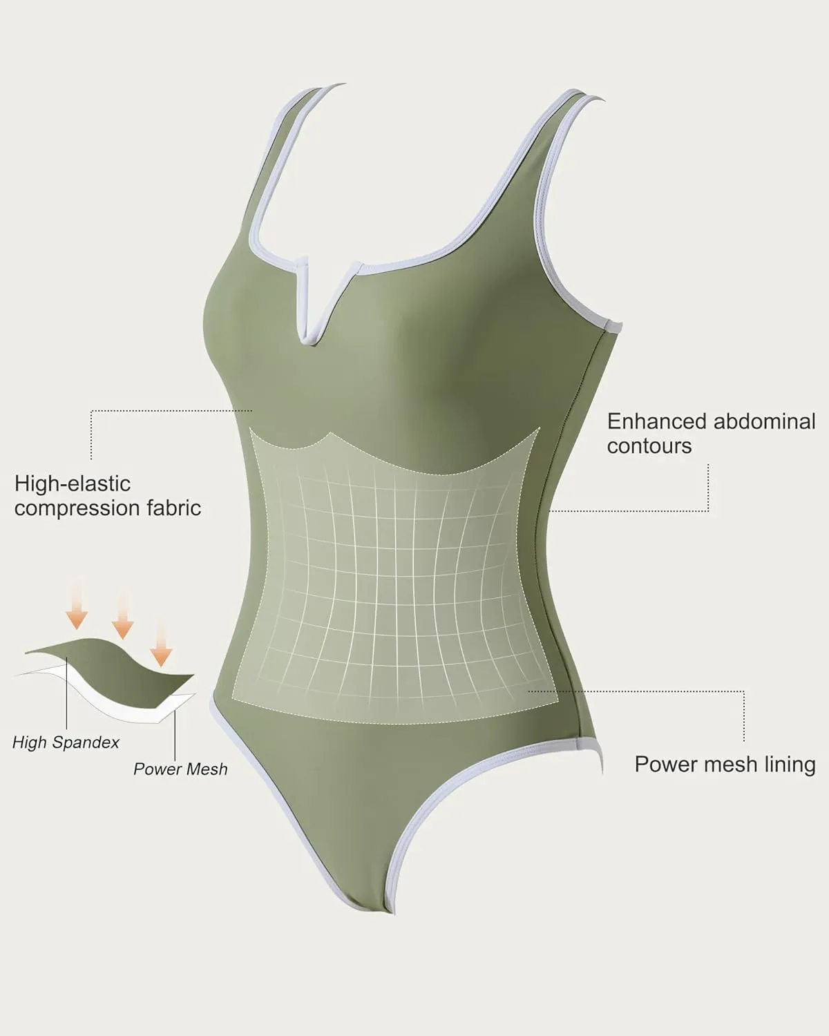 SUUKSESS Women Sexy Tummy Control One Piece Swimsuits High Cut Bathing Suit 2025