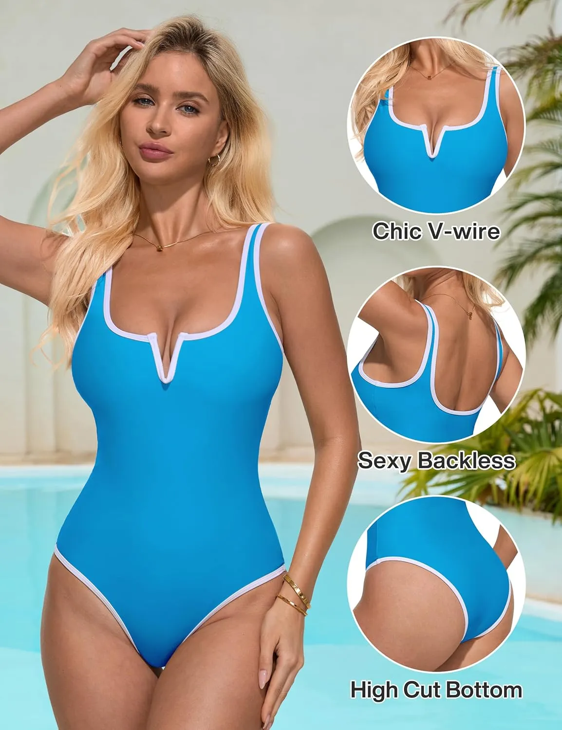 SUUKSESS Women Sexy Tummy Control One Piece Swimsuits High Cut Bathing Suit 2025