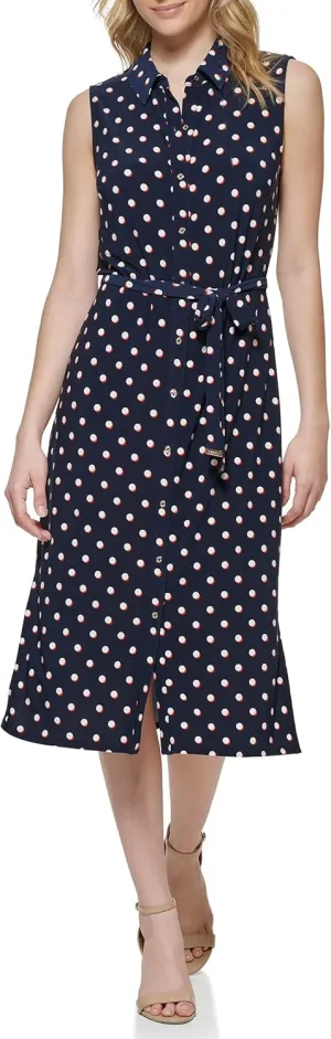 Tommy Hilfiger Women's Collared Button Up Midi Dress