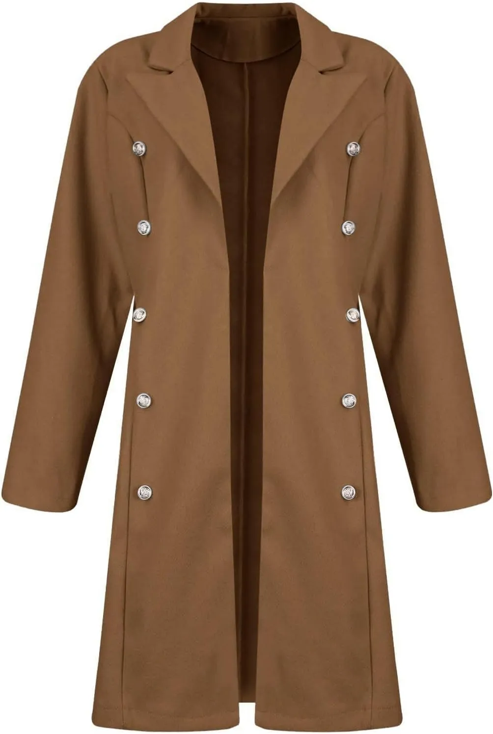 Trench Coat for Women Double Breasted Long Jacket Wool Blend Blazer Oversized Pea Coat Loose Fit Shirts Overcoat