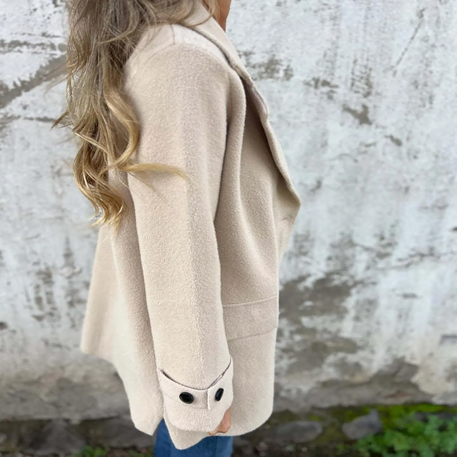 Trench Coat for Women Elegant Wool Blend Notch Lapel Pea Coats Mid-Long Singe Breasted Winter Jackets Outwear