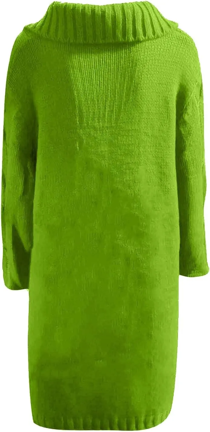 Trench Coat for Women Knitted Front Fashion Loose Elegant Warm Sweater Pocket Single Breasted Long Sleeve Women's