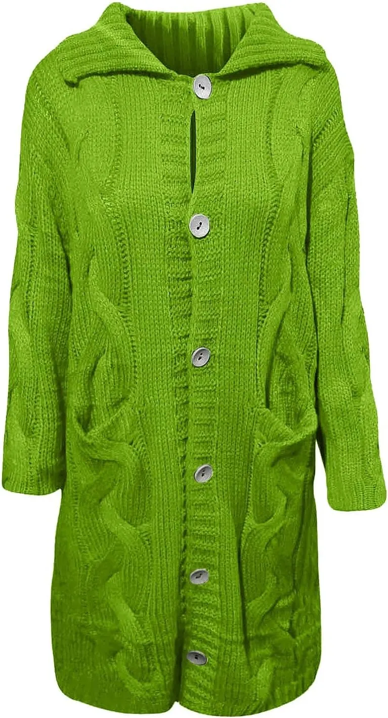 Trench Coat for Women Knitted Front Fashion Loose Elegant Warm Sweater Pocket Single Breasted Long Sleeve Women's