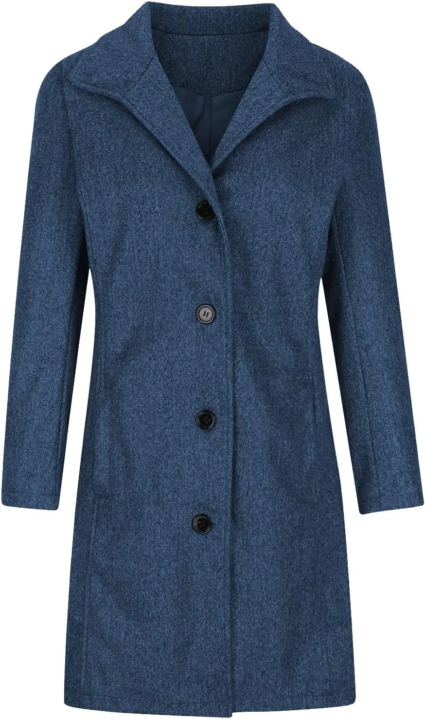 Trench Coat Women Winter Wool Pea Coat Stand Collar Single Breasted Jacket Casual Thicken Overcoat with Pockets