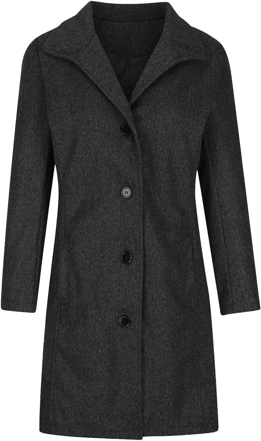 Trench Coat Women Winter Wool Pea Coat Stand Collar Single Breasted Jacket Casual Thicken Overcoat with Pockets