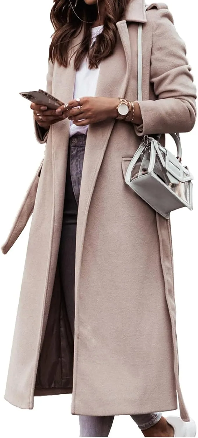 Trench Coats for Women Classic Open Front Cardigans Ladies Elegant Long Jacket Lightweight Casual Windbreaker Coat