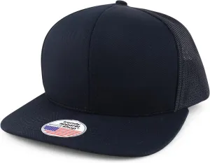 Trendy Apparel Shop Made in USA Structured 6 Panel Flatbill Snapback Mesh Back Cap