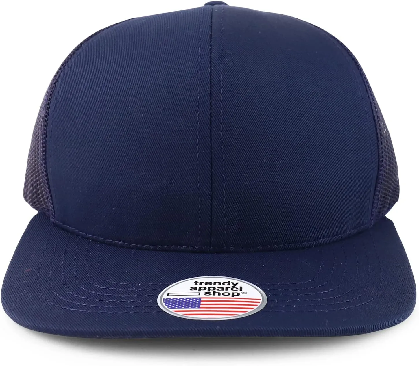 Trendy Apparel Shop Made in USA Structured 6 Panel Flatbill Snapback Mesh Back Cap