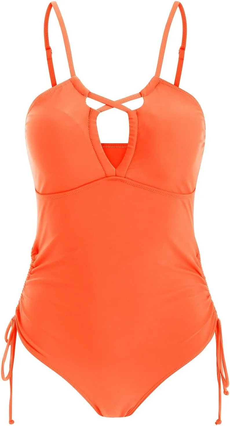 TUQIDEWU One Piece Swimsuit Women Tummy Control One Piece Bathing Suit for Women High Cut Push Up Backless Sliming Swimsuit