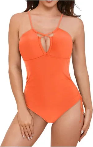 TUQIDEWU One Piece Swimsuit Women Tummy Control One Piece Bathing Suit for Women High Cut Push Up Backless Sliming Swimsuit